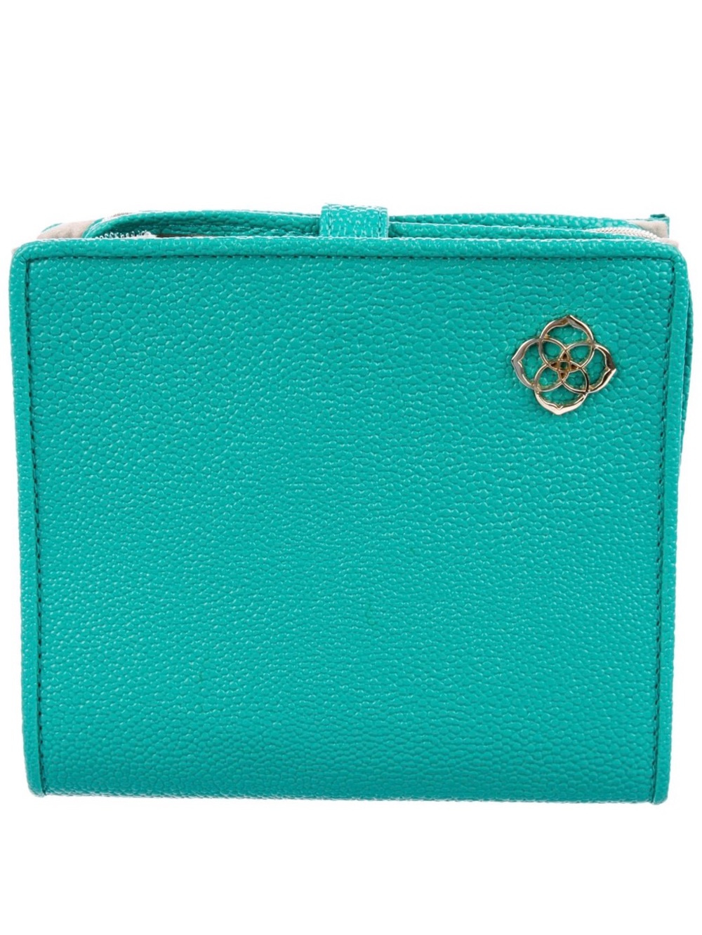 Kendra Scott Teal Pebbled Wallet with Gold Logo Accent